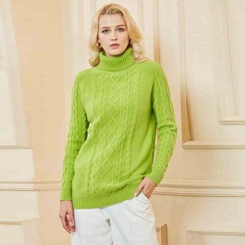 LONGMING Women Sweater 100% Merino Wool Turtleneck Autumn Warm Knitted Pullover Jumper Women Winter Cashmere Sweater Knit Top