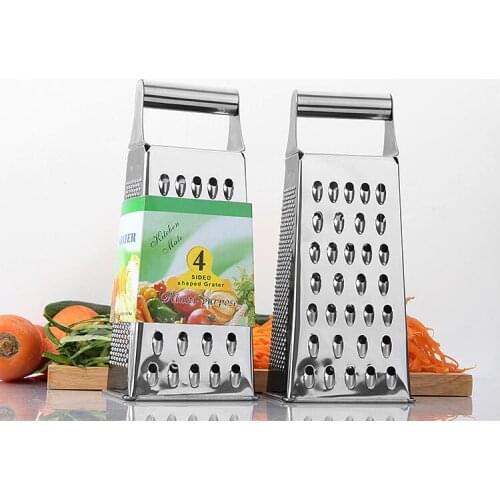 1PC Stainless Steel Multifunctional 4 Sided Blades Cheese Vegetables Grater Carrot Cucumber Slicer Cutter Box Container KX 237