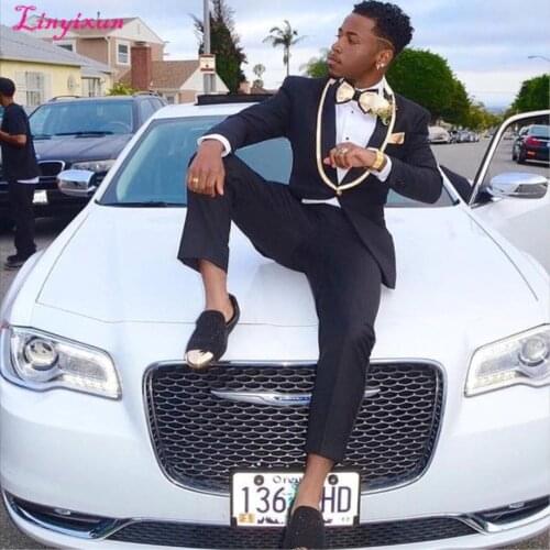 Linyixun Latest Coat Pant Designs Navy Blue Gold Tuxedo Prom Wedding Suits For Men Slim Fit Blazer Custom Jacket Groom Suit Tern