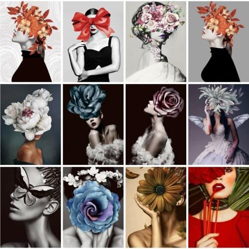 EverShine Painting By Numbers Girl Hand Painted Oil Painting Portrait Canvas Wall Set Handmade Hobby Home Decor