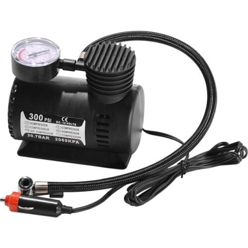 DC 12V 300Psi Car Tire Inflator Auto Portable Air Compressor Pump Tyre Inflator Electric Portable Pressure Pump Rubber Dinghy