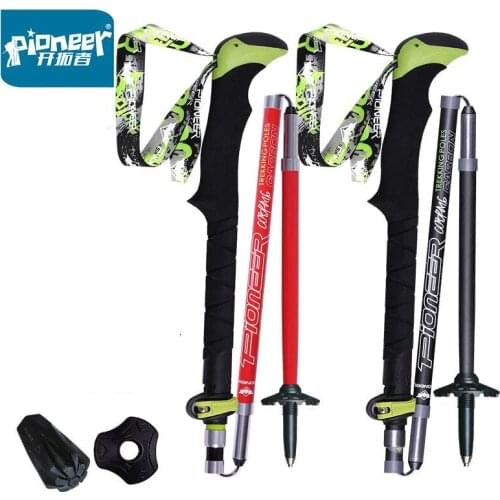 Pioneer Carbon fiber Adjustable length Trekking Pole for Outdoor hiking camping adventure Ultralight Z-shape Folding cane