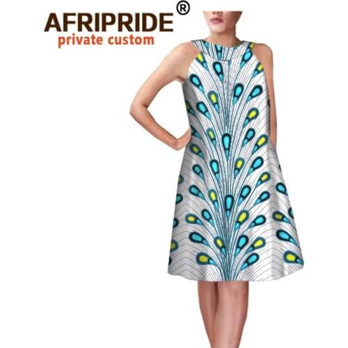 African Dresses for Women Plus Size Casual Wear O-Neck Sleeveless Print Mini Dress Dashiki Clothing Loose Party Ladies A722527