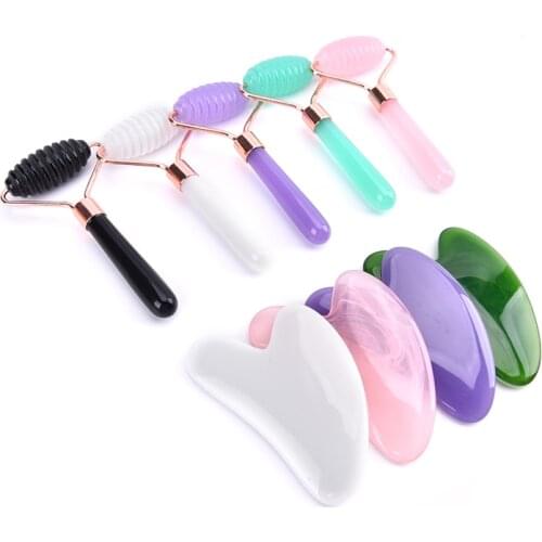Resin Roller Gua Sha Massage Tool Guasha Board Beauty Facial Skin Roller Massager Muscle Relaxing Relieve Wrinkles Face Lift Up