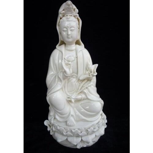 Rare white old China Dehua Porcelain Statue Of Kwan-yin