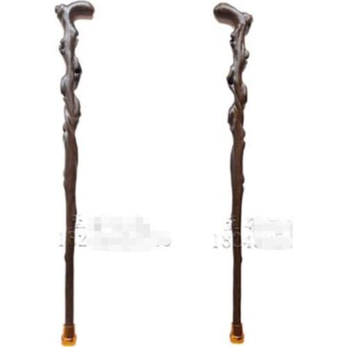 Hand carving Dragon A cane Chicken Wing Faucet Crutch Antiskid Old-age Crutch Wood Carving sticks manufacturer direct sales