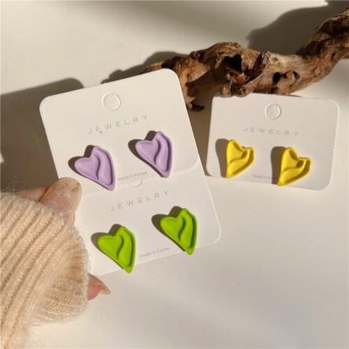 YANGLIUJIA Irregular Candy Color Earrings Fashionable Joker Small Pure And Fresh And Stud Earrings Girl Jewelry Gift 2021