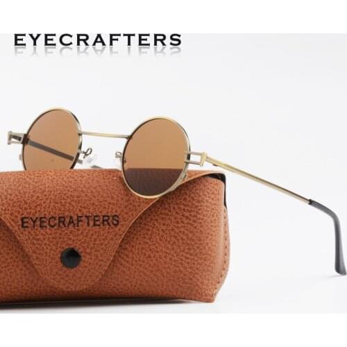 Round Eyecrafters Retro Polarized Metal Vintage Steampunk Sunglasses Mens Womens Coating Lens Silver Mirrored Eyewear SunGlasses