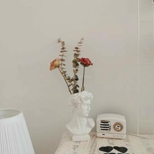 Modern Nordic Style Creative Portrait Vase Human Head Flower Vases Decorative Ornaments Resin David Home Flowers Art Decor