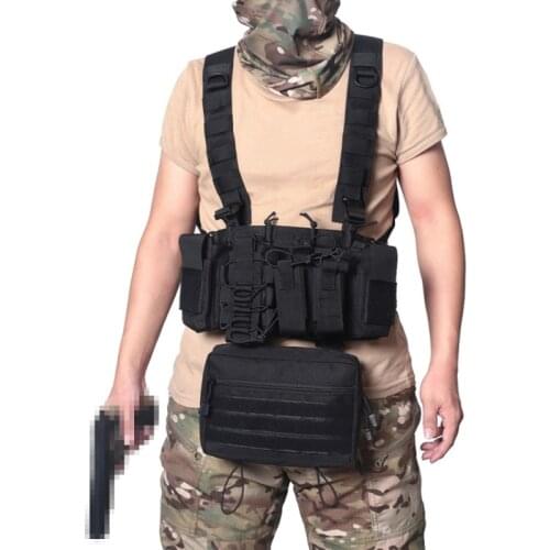 Tactical Molle Vest Ammo Chest Rig Removable Hunting Airsoft Paintball Gear Vest With AK 47/74 Magazine Pouch