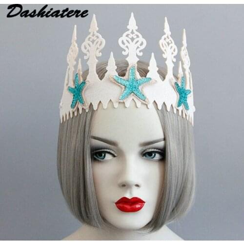 Mermaid Tiara Blue Sea Star Birthday Party Beach Wedding Head Decorations Gothic Headdress Princess Hair Accessories Photo Props