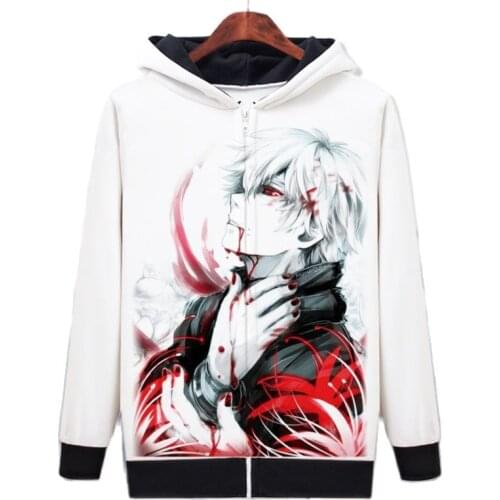 High-Q Unisex Anime Cos Tokyo Ghoul Casual Cardigan Hooded Hoodies Sweatshirts Jacket Coat