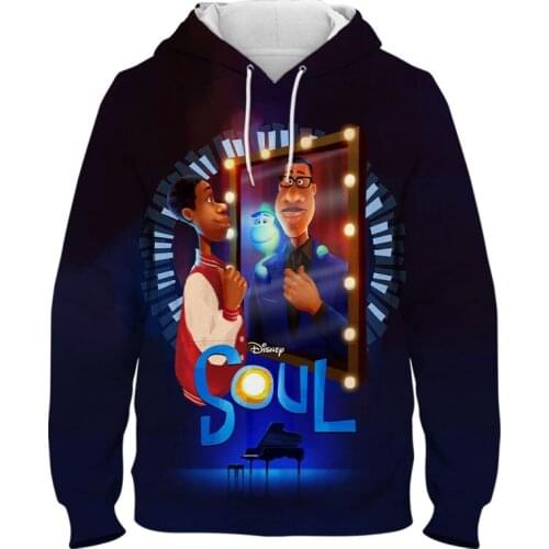 Disney Movie Soul 3D Print Boy Girl Kids Sweatshirt Anime Cartoon Womens Hoodie Spring Streetwear Mens Oversize Pullovers