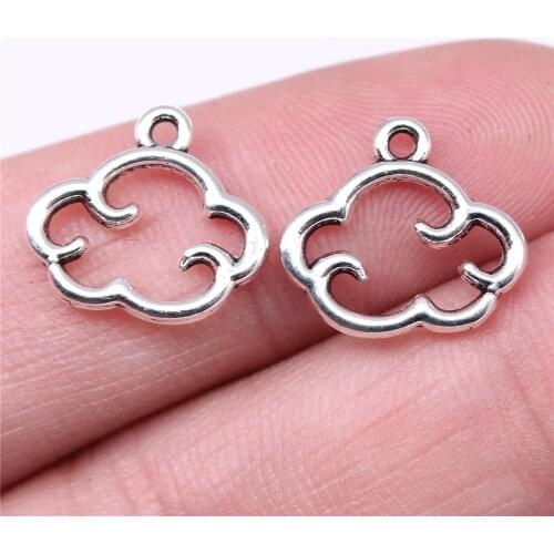WYSIWYG 40pcs Charms 15x13mm Hollow Cloud Charms For Jewelry Making DIY Jewelry Findings Antique Silver Color Alloy Charms