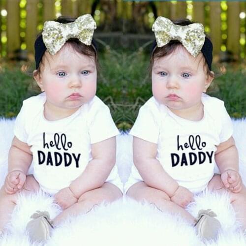 Funny 100% Cotton hello DADDY Print Baby Clothes Unisex Baby Boy Girl Rompers Newborn Baby Girl Clothes Cotton Jumpsuit