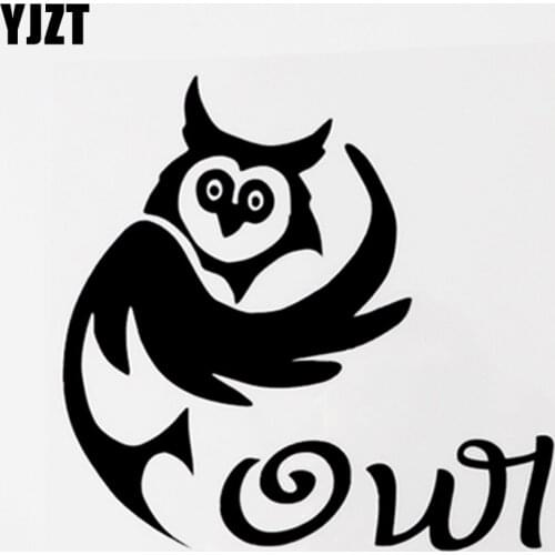YJZT 14.7CM×14.2CM Funny Animal Owl Car Sticker Decal Black/Silver Vinyl Decor 8C-0734