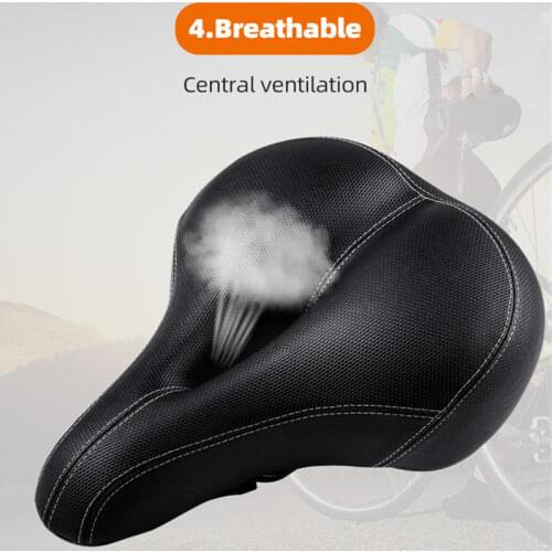 Mountain Bike Saddle Tail Light Bicycle Seat Big Butt Saddle Wide Comfortable Soft Thicken Hollow Cushion PU Leather Bike Seat