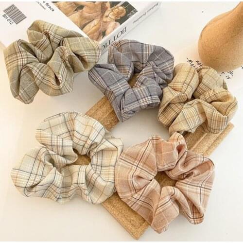 Women Vintage Plaid Hair Scrunchies Girls Elastic Fashion Rubber Band Ponytail Hair Ring High Quality Scrunchie Hair Accessories