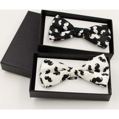 1pc Black and white beard Barba Mens Bowtie Printing Tuxedo Bow Tie For Wedding Formal Party Neckwear Adjustable Cravat Pre-Tied