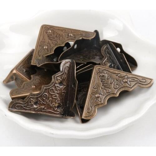 10Pcs Brown Metal Book Corner Trilateral Albums Menus Folders Box Corner Protectors For Decor 32x32x10mm