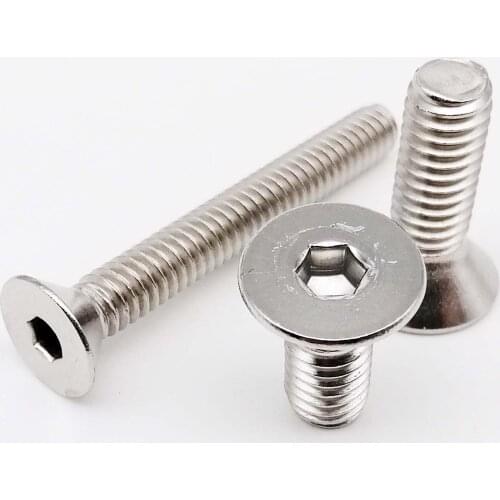 10pcs UNC 1/4-20 US Coarse Thread 304 A2 Stainless Steel Hex Hexagon Socket Flat Countersunk Head Screw Bolt High Quality