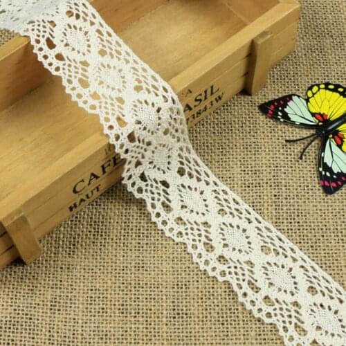 Buulqo 10yards/lot 43mm Lace Ribbon DIY Sewing Accessories 100% Cotton Lace Ribbons Trim Costura Wedding Decoration Lace Fabric
