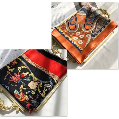 110Cm 110Cm Satin Scarf 100% Mulberry* Silk Scarf Hand Rolled Edges Square Scarf 110cm Foulard Satin Femme