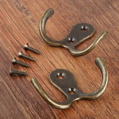 2Pcs Wall Mounted Towel Clothes Hat Coat Hook Zinc Alloy Door Home Kitchen Bathroom Hanger w/Screws Furniture Hardware 55*41mm