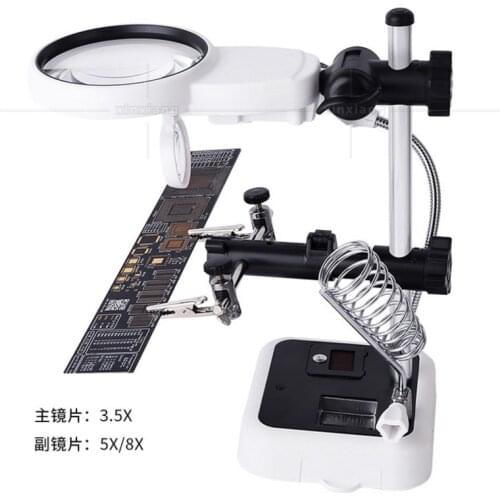3.5X 5X 8X USB 6pcs LED Table Lamp LED Illuminated Desk-top Welding Magnifier Magnifying Glass Cell Phone Circuit Board Repair