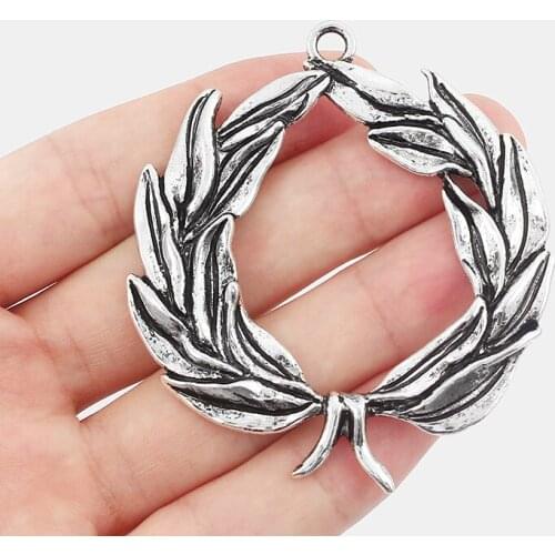 4PCS Large Tone Tibetan Metal Leaves Charms Abstract Open Heart Pendants for Necklace Findings Making 69x61mm
