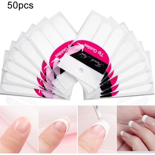50PCS Form Guide Stickers Design Decal French Manicure Nail Art Salon Tips Tape Stickers Guide DIY Stencil Decoration