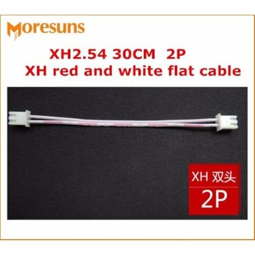 Free ship 100pcs/lot Double head with XH2.54 plug length 30CM 2P XH red and white flat cable