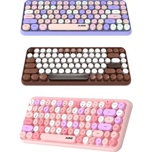 308i Wireless Bluetooth Keyboard Round Key Gaming Keypad with 84 Keys for Laptop Desktop Tablet