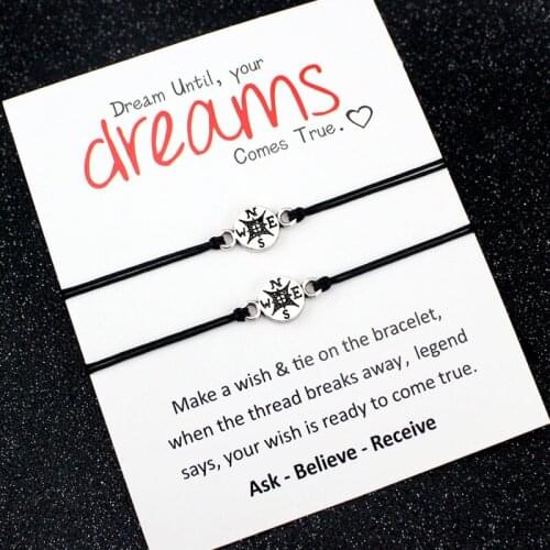 Dream Love Friends Thanksgiving Gift Grandma Granddaughters Aunt Niece Mother Daughters Make a Wish Compass Bracelets for Women