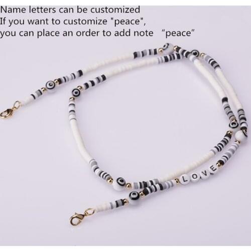 Black Yellow Multil-color Evil Eye 26 Letters With Customizable Name Word Beads Charms Rice Beads Mask Lanyard For Unisex