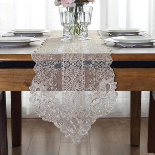 Elegant korean table runner princess home textile tablecloth wedding decoration floral print bow lace yarn skirt table cloth