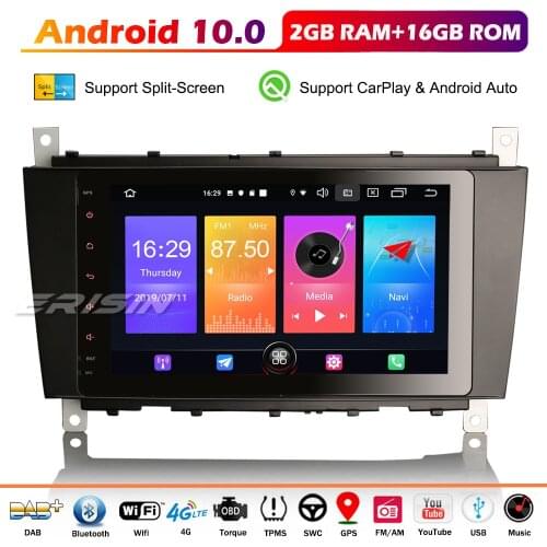 Erisin DAB+ Android 10.0 Car Stereo Autoradio Canbus SWC OBD Wifi CarPlay For Mercedes Benz C/CLK/CLC Class W209 W203