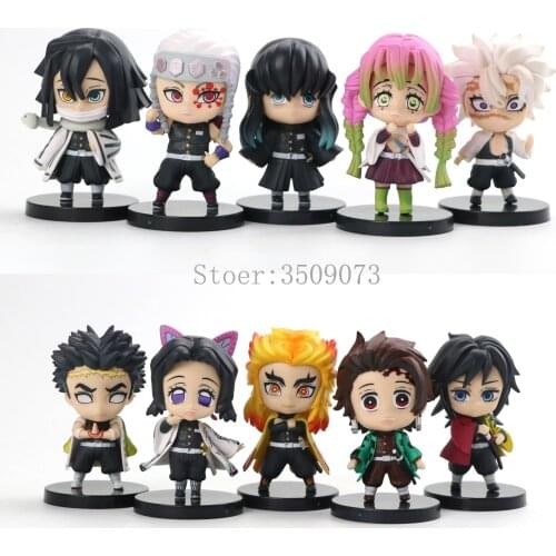 10pcs Anime Figure Demon Slayer Kamado Tanjirou Action Figure Kimetsu No Yaiba Agatsuma Zenitsu Hashibira Inosuke Figurine Doll