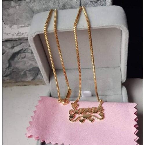 Dainty Ribbon Heart with Personalized name necklaces for women nameplate jewelry stainless steel custom letter Necklace Bijoux