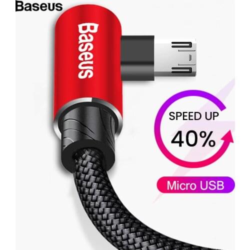 Baseus 90 Degree Micro USB Cable Fast Charging Charger Mobile Phone Data Wire Cord Microusb Cable For Samsung Xiaomi Huawei 2m