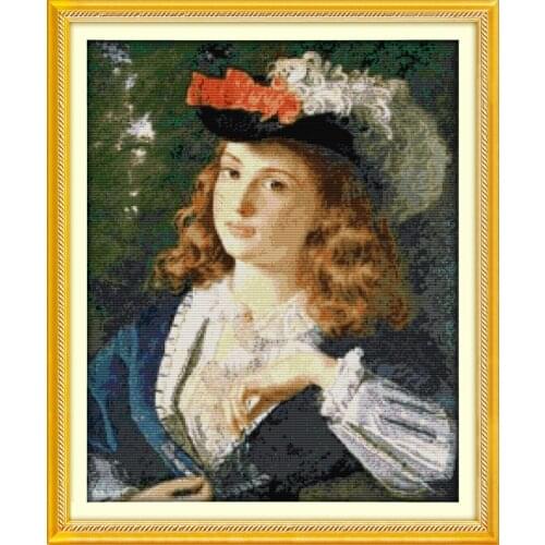 Oil Painting Girl People Cotton Cross stitch kits 11CT Print Paintings Embroidery DIY handmade Needle Work Home Decor Ricamo