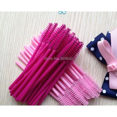 50pcs/lot make up brush synthetic fiber Disposable Eyelash Brush Mascara Applicator Pink mascara brush and Rose red brush