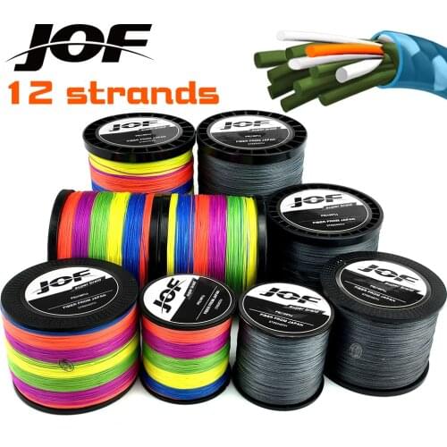 JOF 12 Strands Fishing Line 1000M 500M 300M 100M Braided PE Wire Smooth Strong Fishing Threads Multifilament