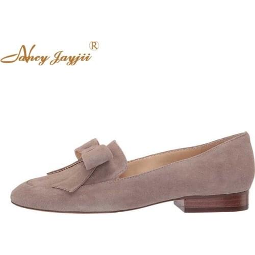 Coffee Flats Butterfly Knot Round Toe Slip On Boat Spring Sweet Comfortable Fashion Shoes Women 2019 NAYCYJAYJII Plus Size 16