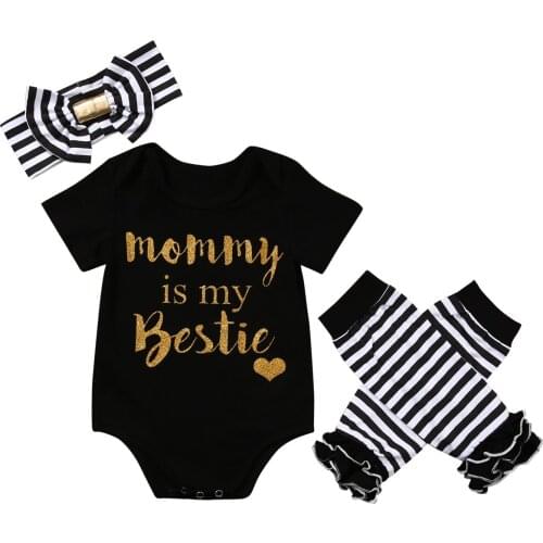 Summer Cute Newborn Baby Boy Girl Unisex Short Sleeve Bodysuits Jumpsuit Leg Warmers Headband 3pcs Outfits Sets Clothes Costumes