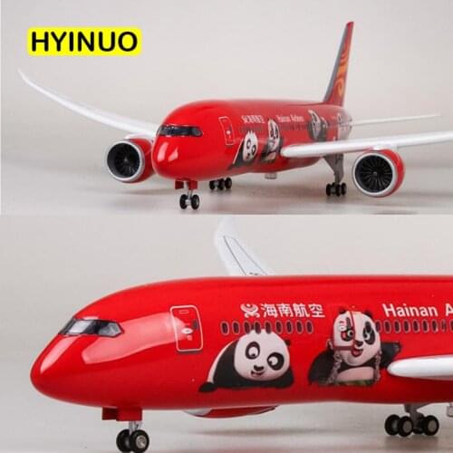 43CM 1/130 Scale Airplane B787 China Hainan Airline Model W Light and Wheel Diecast Plastic Resin Plane For Collection