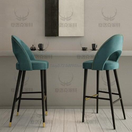 Nordic modern minimalist solid wood bar chair American home high-back chair light luxury cafe front desk bar chair