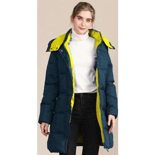 2020 New Product Womens Parka High-Quality Fashion Long Coat Winter Warm Casual Color Block Jacket