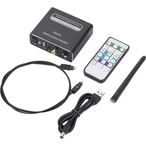 New DAC Converter BT 5.0 Digital To Analog Converter Optical Coaxial To Analog Audio Adapter With Remote Audio Decoder(Black)