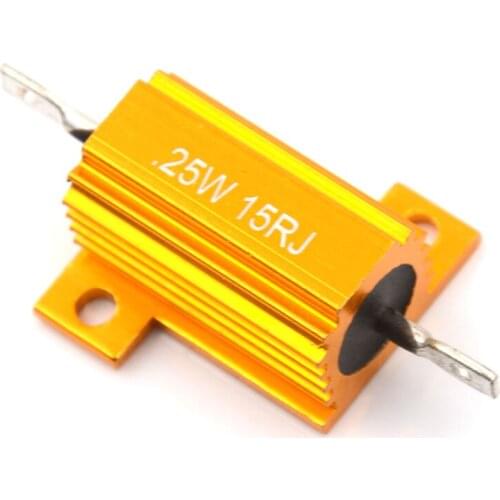 RX24 25W 15R 15RJ Power Metal Shell Aluminium Gold Resistor 25Watt 15 ohm Power Heatsink Resistance Golden Heat Sink Resistor
